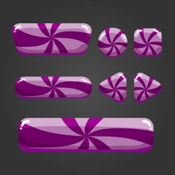 Set striped  button in cartoon style Stock Illustration
