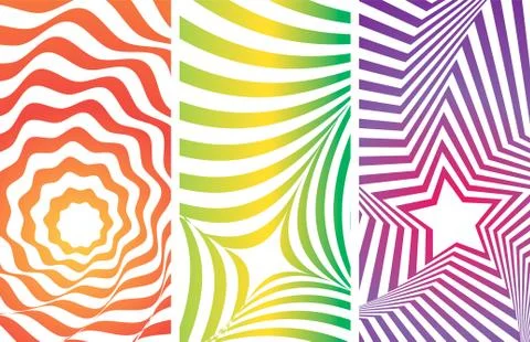 Set of striped colored geometric patterns. Illustrazione stock