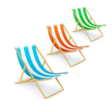 Set of stripped deck-chairs beach inventory Illustration