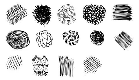 Set of strokes with black lines on a white background. Stock Illustration