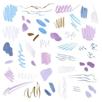 Set of strokes with felt pens and markers. Big collection of vector elements. 스톡 일러스트