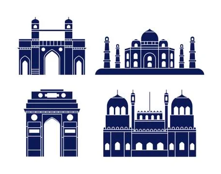 Set of structures emblematic of indian Stock Illustration