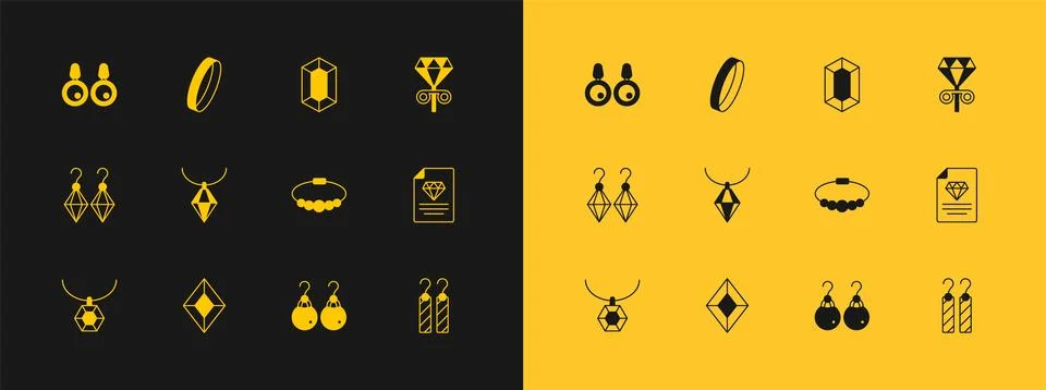 Set Stud earrings, Gem stone, Bracelet jewelry, Earrings, Pendant necklace,.. Stock Illustration