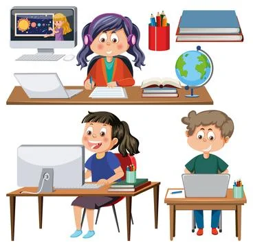 Set of student cartoon character Illustrazione stock
