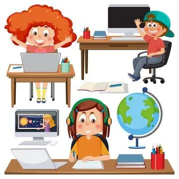 Set of student cartoon character Illustrazione stock
