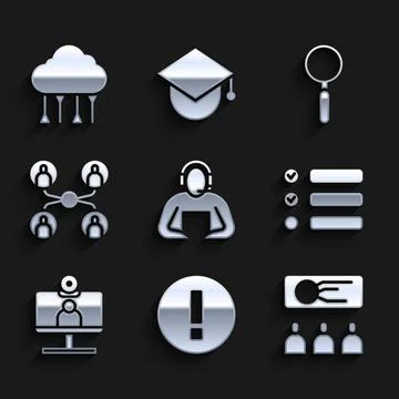 Set Student, Information, Training, presentation, Task list, Video chat Stock Illustration