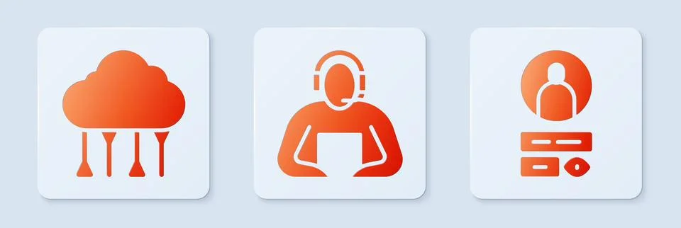 Set Student, Network cloud connection and Create account screen. White square Stock-Illustration