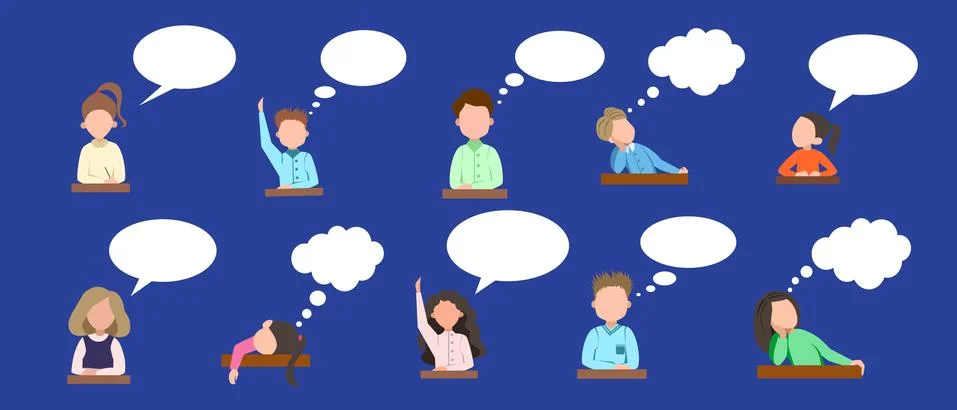 A set of students who answer the question. Stock Illustration