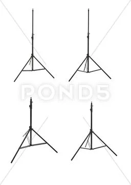 Set of Studio flash stand over isolated white background Stock Photos