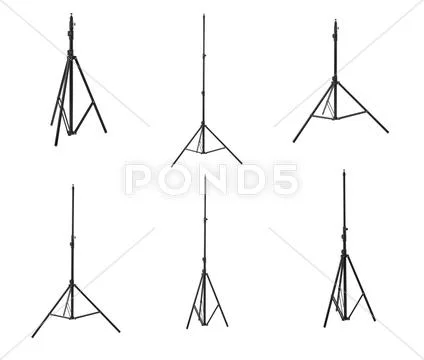 Set of Studio flash stand over isolated white background Stock Photos