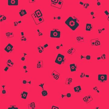 Set Studio light bulb in softbox, Action extreme camera, and Camera shutter on Stock Illustration