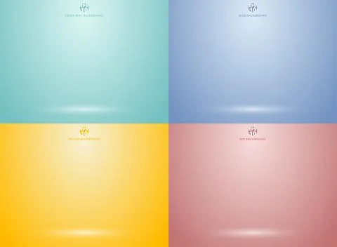 Set of studio room green mint, red, yellow, blue background Stock Illustration