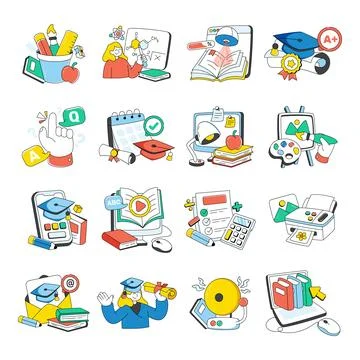Set of Study Doodle Icons Stock Illustration