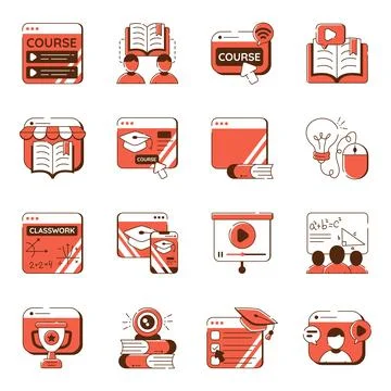 Set of Study Flat Icons Stock-Illustration