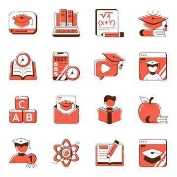 Set of Study Flat Icons Stock-Illustration