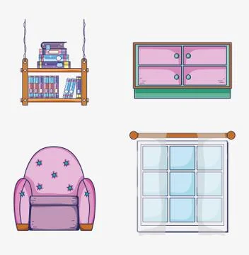 Set of study room elements 스톡 일러스트