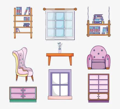 Set of study room elements 스톡 일러스트