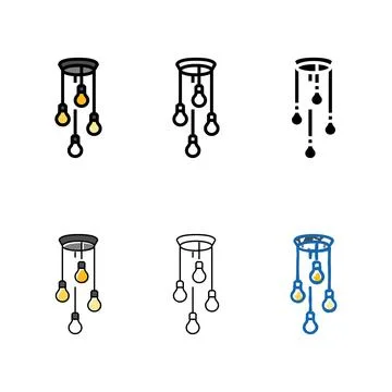 Set style lamp ceiling color icon vector Stock Illustration