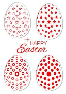 Set of stylish Easter eggs on a white background. Collection of Easter eggs with Stock Illustration