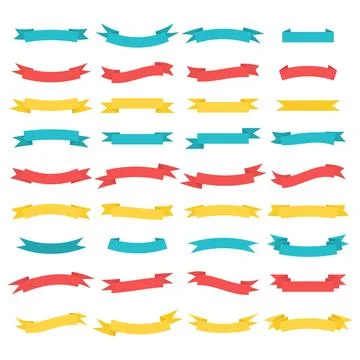Set of stylish simple ribbons in different colors. Stock Illustration