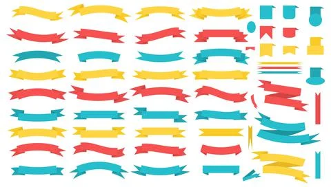 Set of stylish simple ribbons in different colors. Stock Illustration