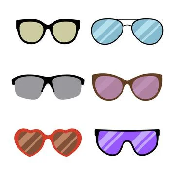 Set of Stylish Sunglasses Vector Illustration Stock Illustration