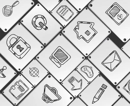 Set of stylized application icons. Stock Illustration