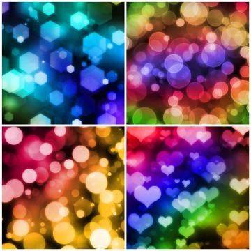Set of stylized bokeh backgrounds Stock Illustration