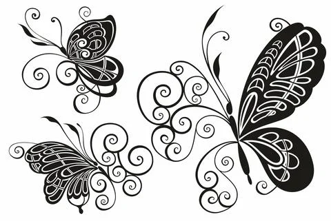 Set of stylized butterflies . Vector illustration Stock Illustration