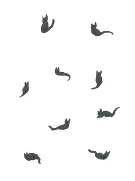 Set of stylized dark brown silhouettes of cute little kitties Stock Illustration