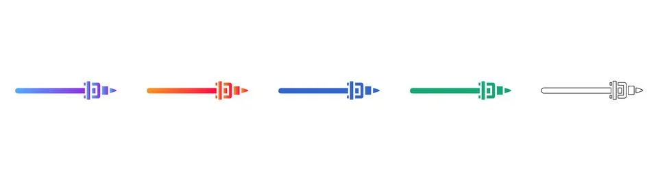 Set of Stylized Pencil Icons in Gradient and Line Art Illustrazione stock