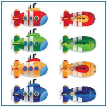 A set of submarines. Stock Illustration