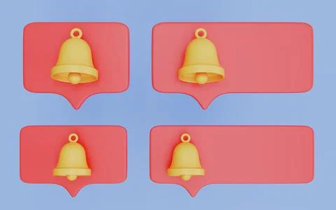 Set of subscribe bell button, Notification sign icon 3d illustration イラスト素材
