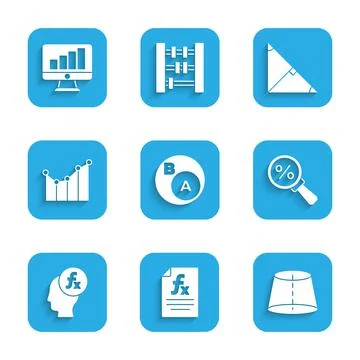 Set Subsets, Function mathematical symbol, Geometric figure, Magnifying glass Illustrazione stock