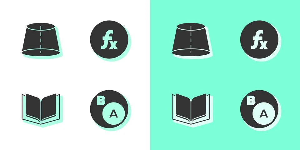 Set Subsets, math, a is subset of b, Geometric figure, Open book and Function Stock Illustration