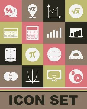 Set Subsets, math, a is subset of b, Protractor, Laptop with graph chart, Graph Stock Illustration