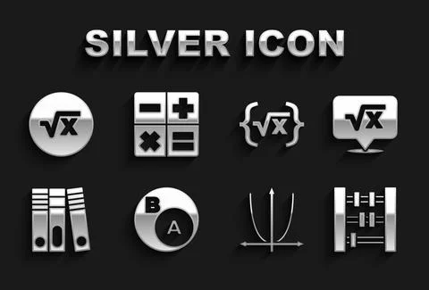 Set Subsets, math, a is subset of b, Square root x glyph, Abacus, Graph Illustrazione stock