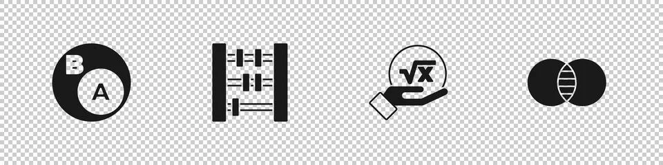 Set Subsets, math, a is subset of b, Abacus, Square root x glyph and Mathematics Stock Illustration