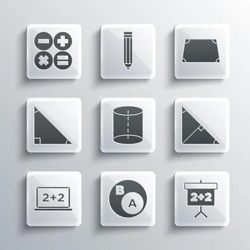 Set Subsets, math, a is subset of b, Chalkboard, Angle bisector triangle, G.. Stock Illustration