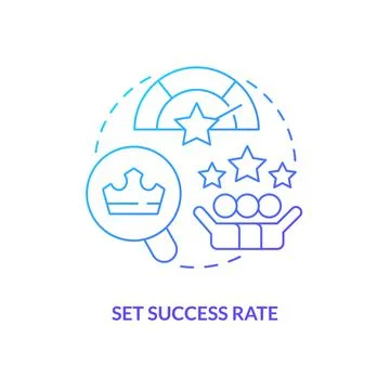 Set success rate blue gradient concept icon Illustrazione stock