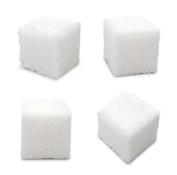 Set of sugar cubes on white background Stock Photos