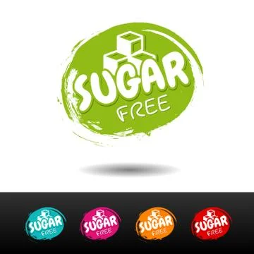Set of Sugar free badges. Vector hand drawn labels. Stock Illustration