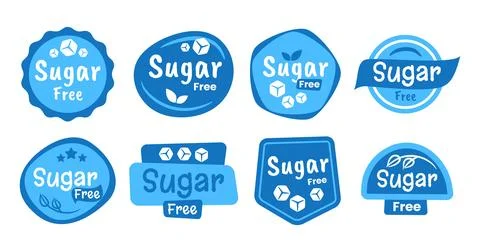 Set of sugar free label set collection with sugar cubes symbol, sugar free .. Stock Illustration