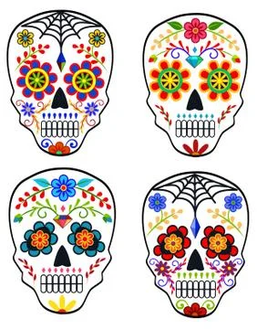 Set of sugar skulls Stock Illustration