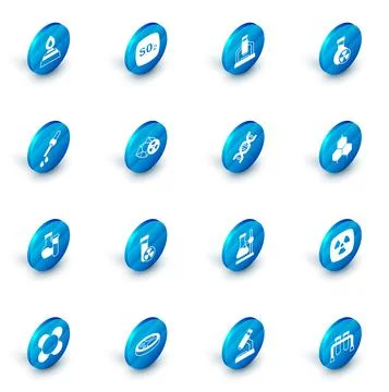 Set Sulfur dioxide SO2, Microscope, Test tube with toxic liquid, Pipette Illustrazione stock