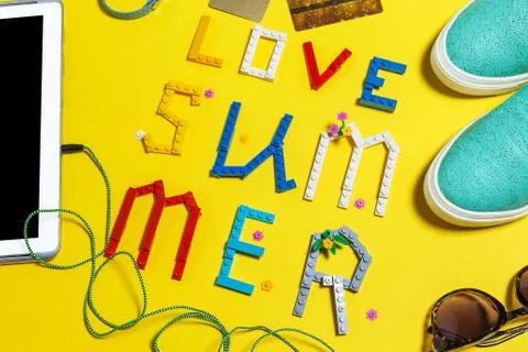Set of summer accessories Stock Photos