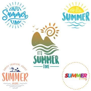 Set of summer background letter vector for element design on the white back.. Stock Illustration