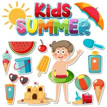 Set of summer beach objects イラスト素材
