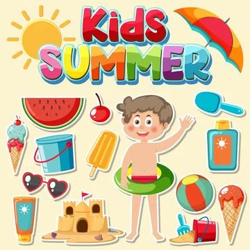 Set of summer beach objects Stock Illustration