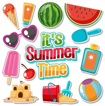 Set of summer beach objects Stock Illustration